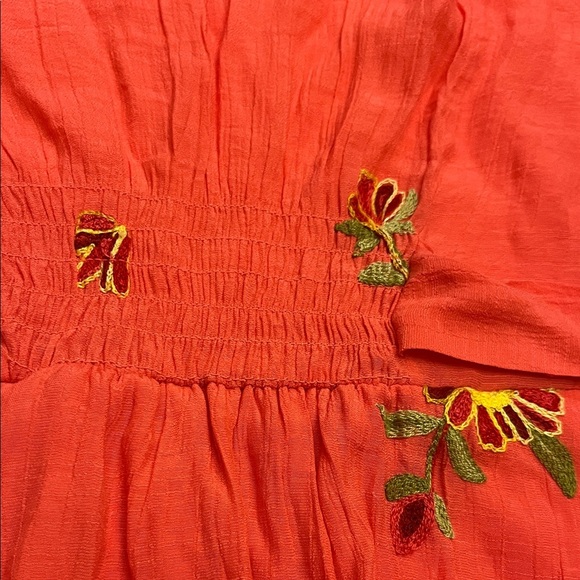 ANTHROPOLOGIE FIG and Flower Coral Floral Midi Dress size Medium. - Picture 13 of 13